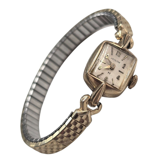 Vintage Hamilton Ladies Wristwatch 10K R.G.P. Bezel & Stainless Steel Back