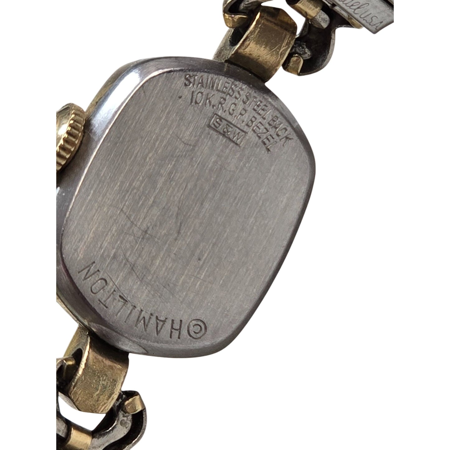 Vintage Hamilton Ladies Wristwatch 10K R.G.P. Bezel & Stainless Steel Back