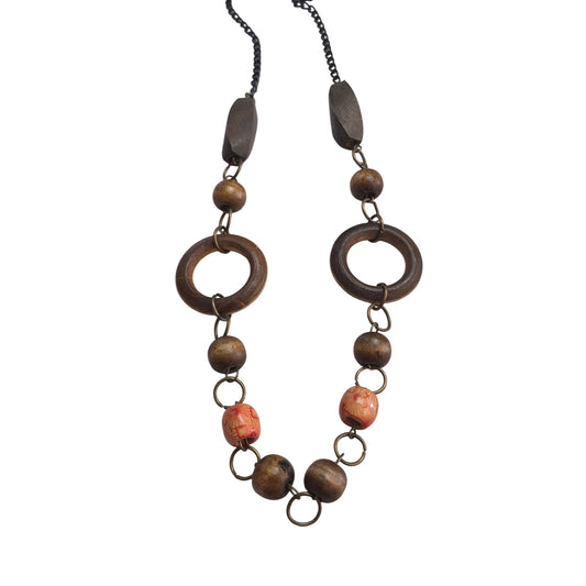Vintage Wood & Resin Beaded Necklace