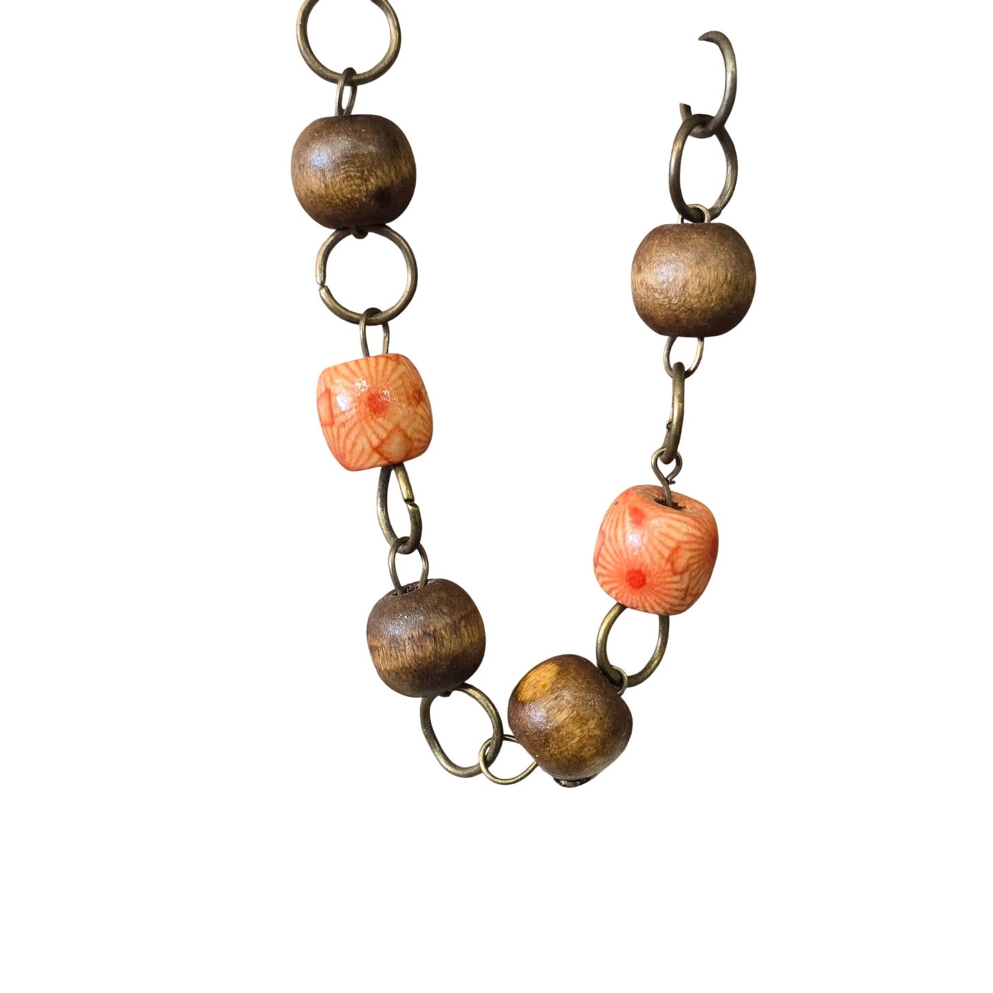 Vintage Wood & Resin Beaded Necklace