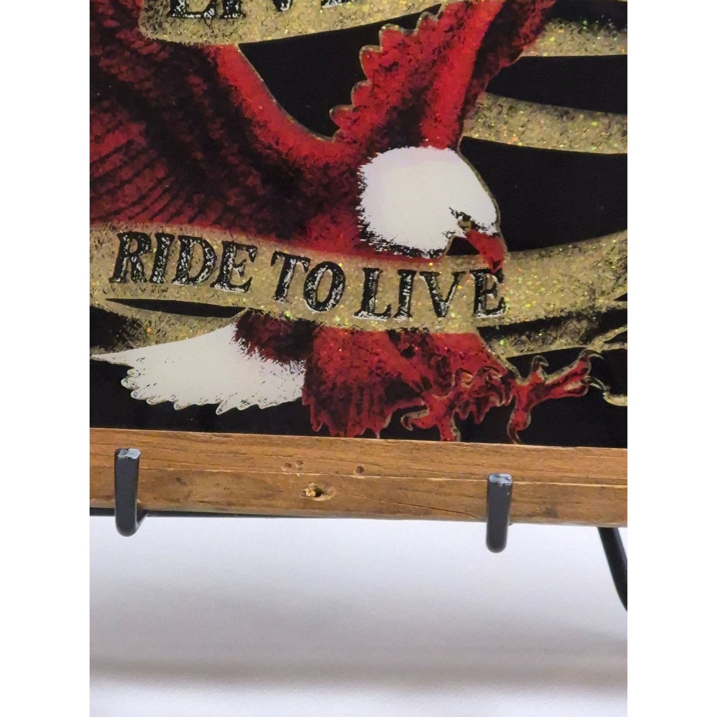Vintage "Live To Ride" Framed Art With Eagle Design