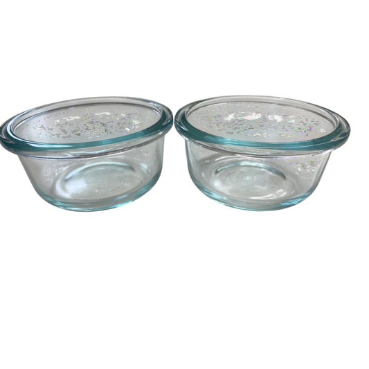 Set Of 2 Clear Glass Custard 6 Oz Bowls