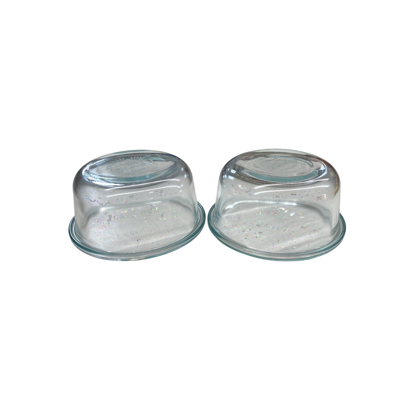 Set Of 2 Clear Glass Custard 6 Oz Bowls
