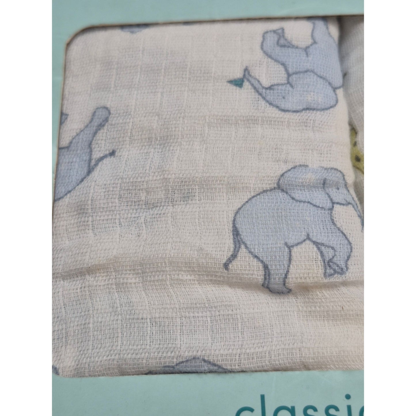 Aden + Anais Essentials Classic Muslin Swaddle Blankets 2-Pack 44"x44" 100% Cotton Elephant & Giraffe Print
