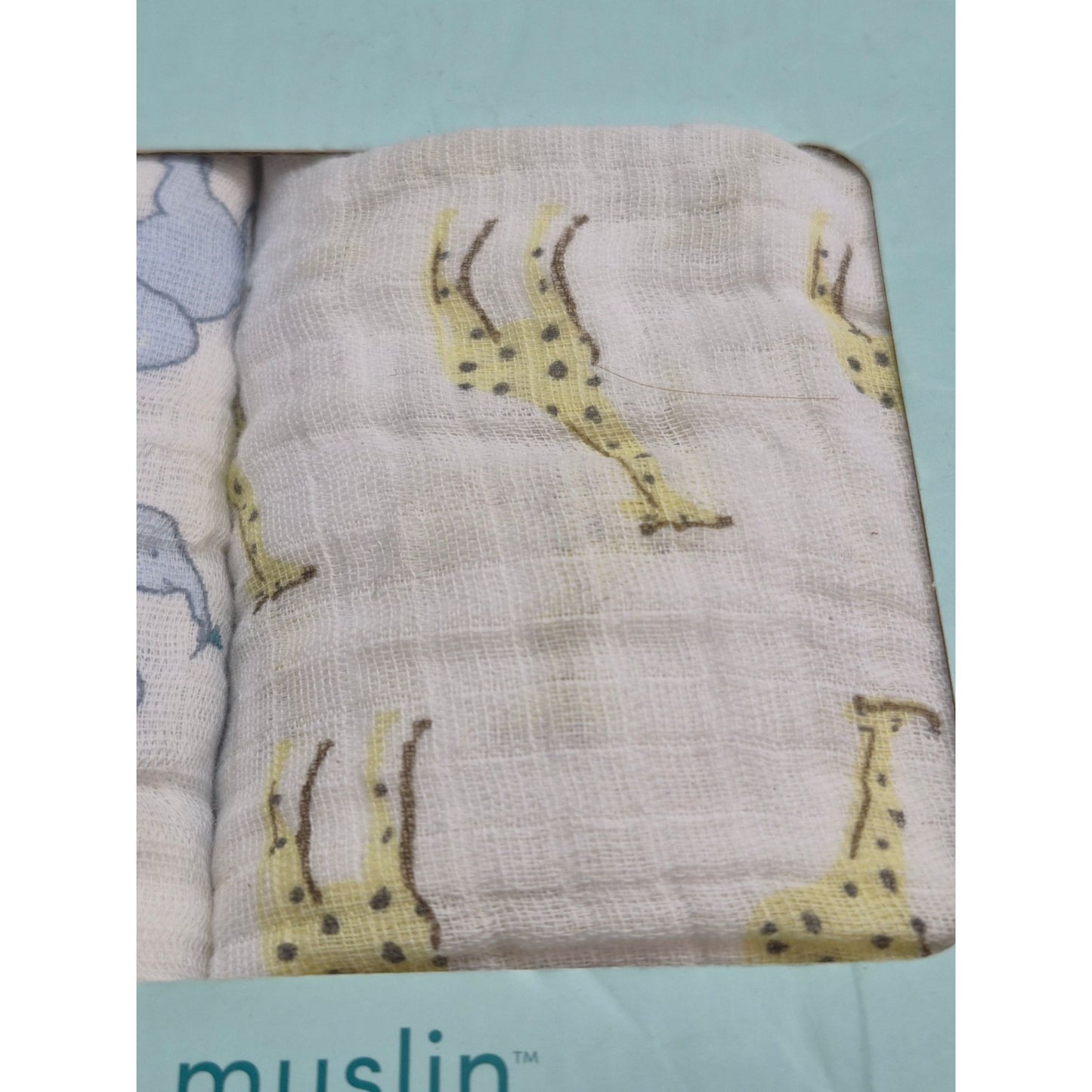 Aden + Anais Essentials Classic Muslin Swaddle Blankets 2-Pack 44"x44" 100% Cotton Elephant & Giraffe Print