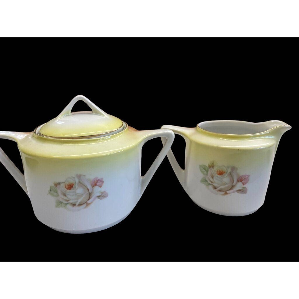 Vintage Cream & Sugar Bowl Set Made in Germany #94 & #136 Yellow Rose
