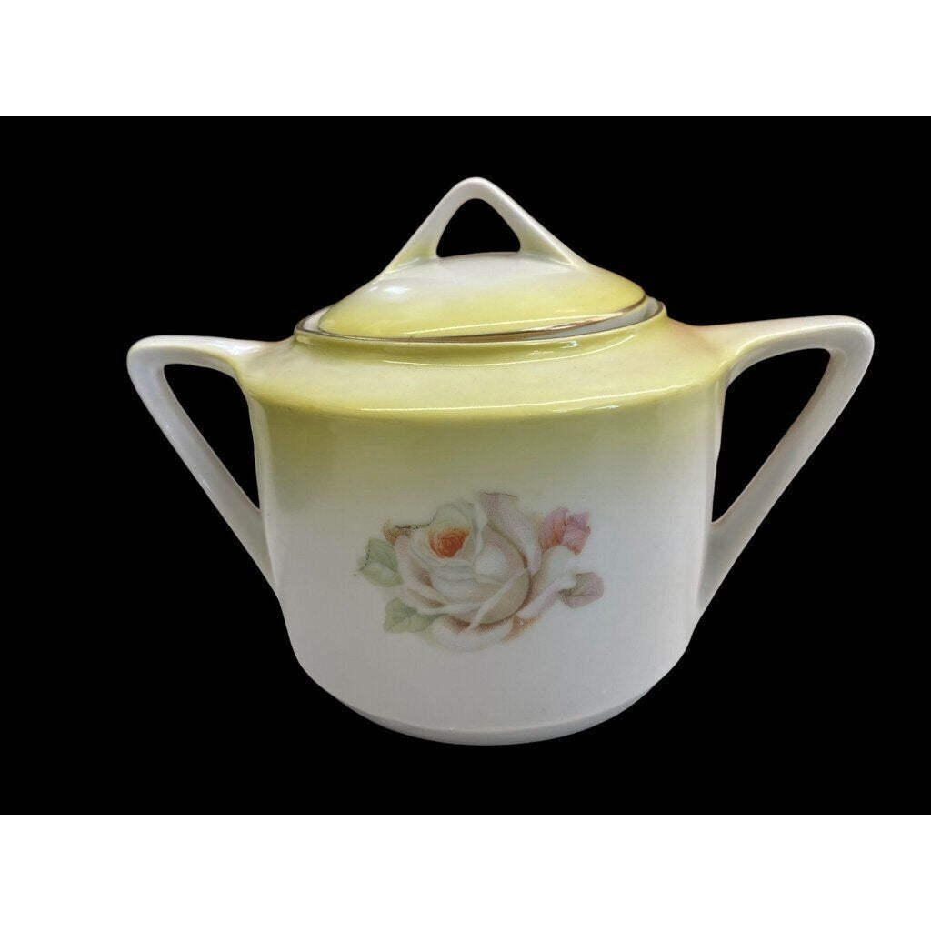Vintage Cream & Sugar Bowl Set Made in Germany #94 & #136 Yellow Rose