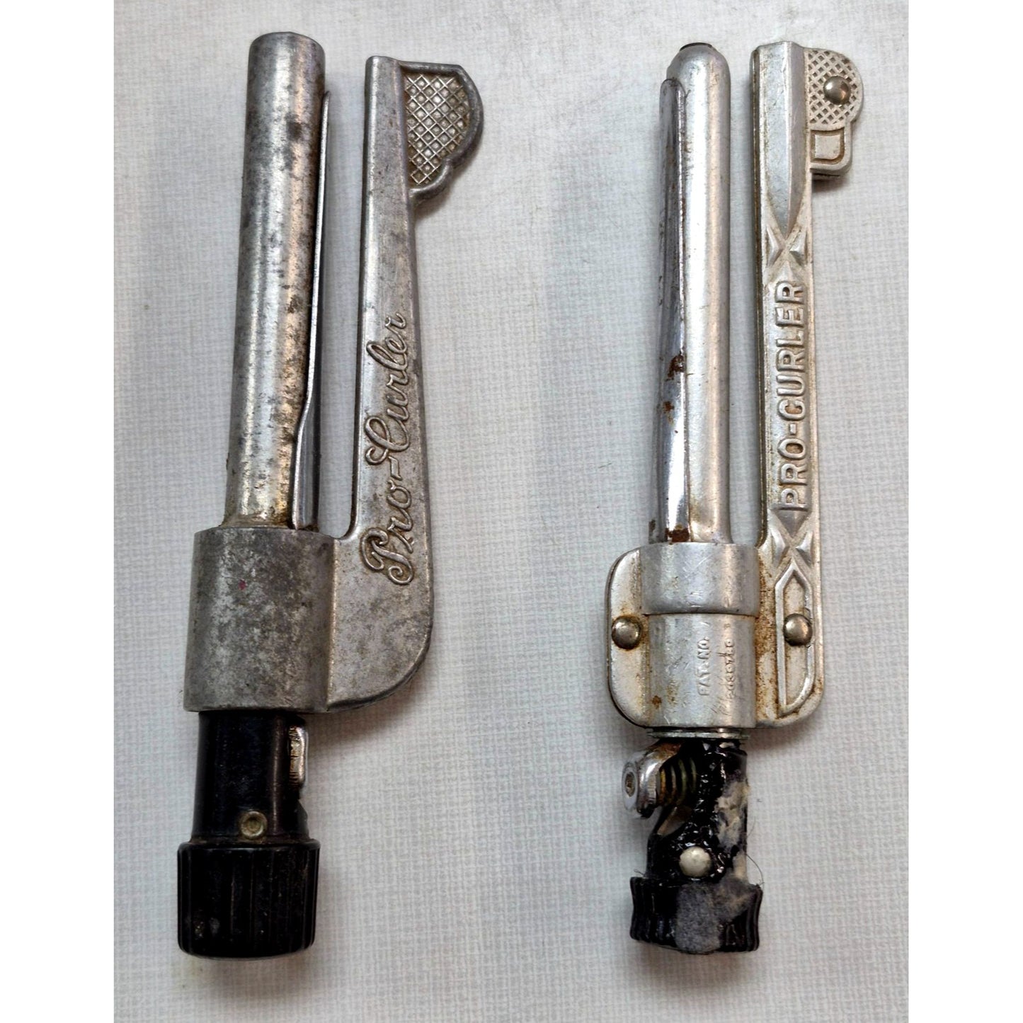 Vintage Pro-Curler Hair Curling Iron Lot Of 2 Metal Manual Curlers