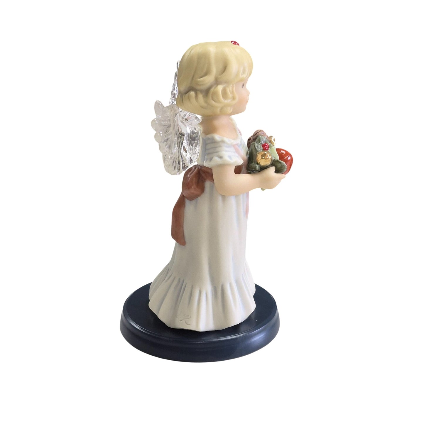 Enesco S. Kuck 2000 Angel Figurine With Silver Wings & Fruit Basket