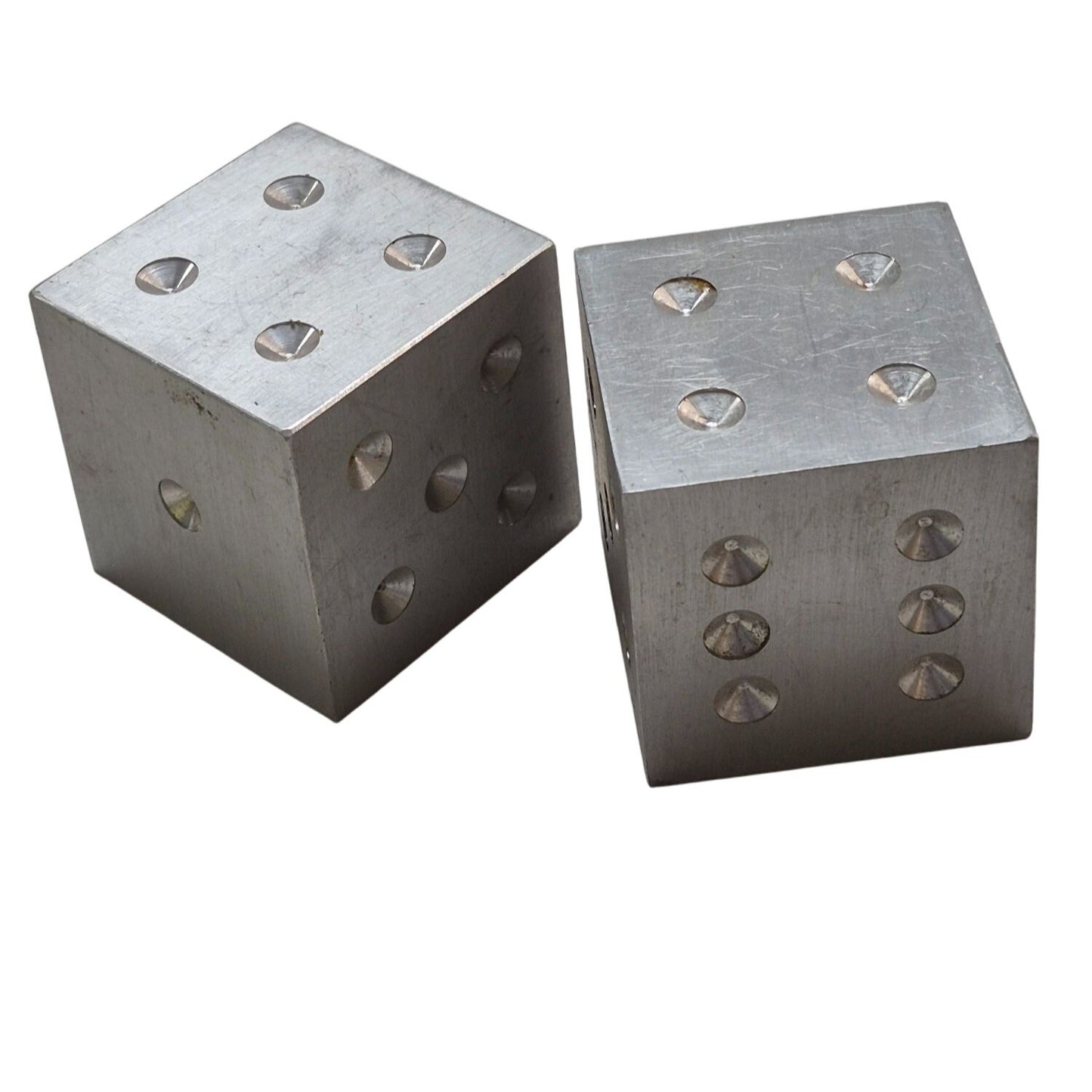 Vintage Large Aluminum Dice Pair 2"