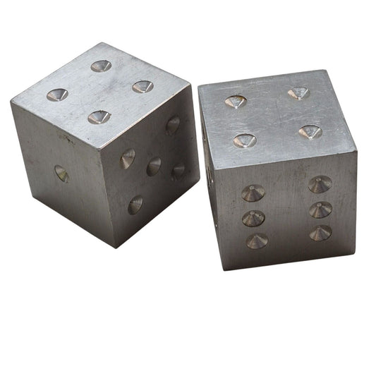 Vintage Large Aluminum Dice Pair 2"