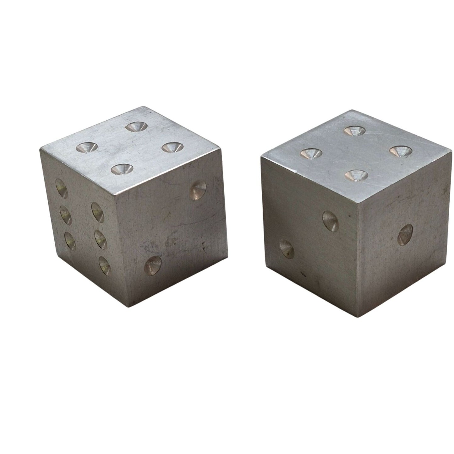 Vintage Large Aluminum Dice Pair 2"