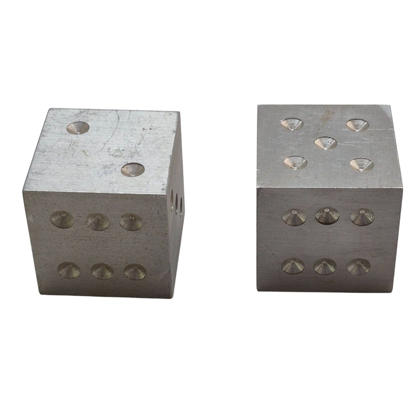 Vintage Large Aluminum Dice Pair 2"