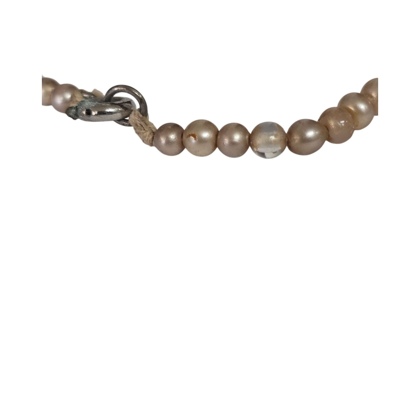 Vintage Pink & Cream Faux Pearl Necklace Marbled Beads