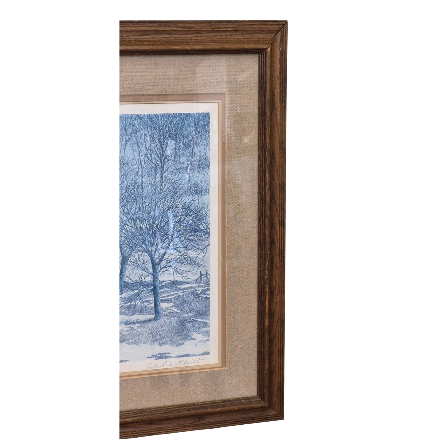 Vintage Winter Barn Print by Richard W Plasschaert Signed Numbered