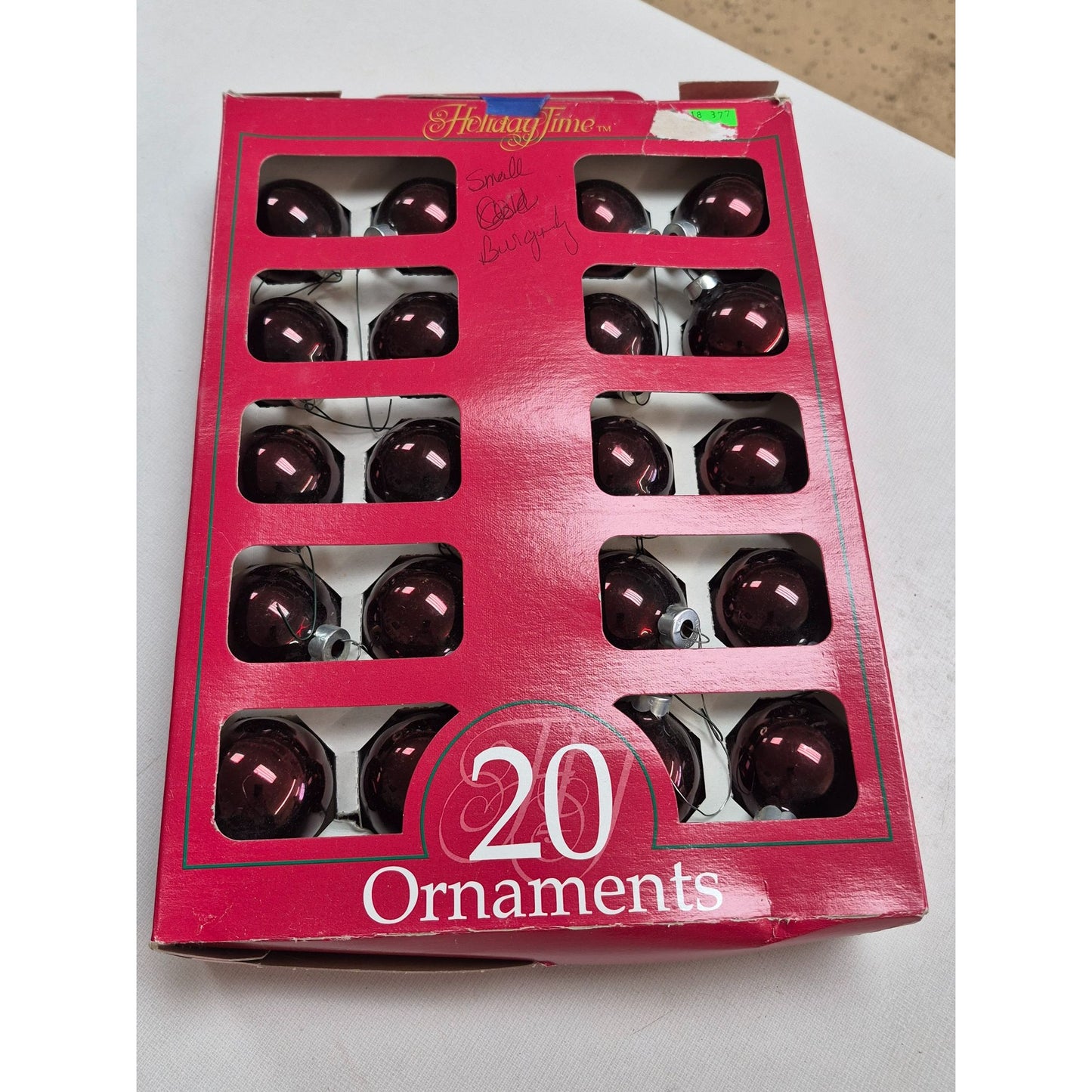 Glass Christmas Ornaments Heritage Time 20 Small Burgundy  Red