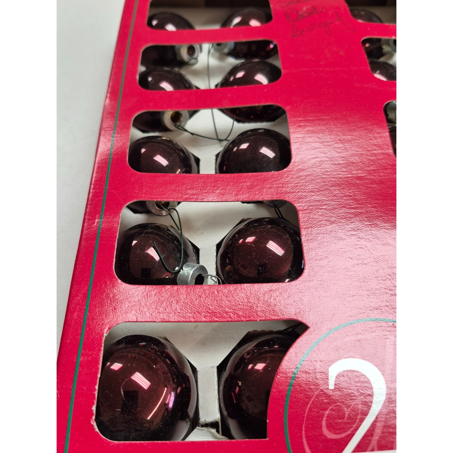 Glass Christmas Ornaments Heritage Time 20 Small Burgundy  Red