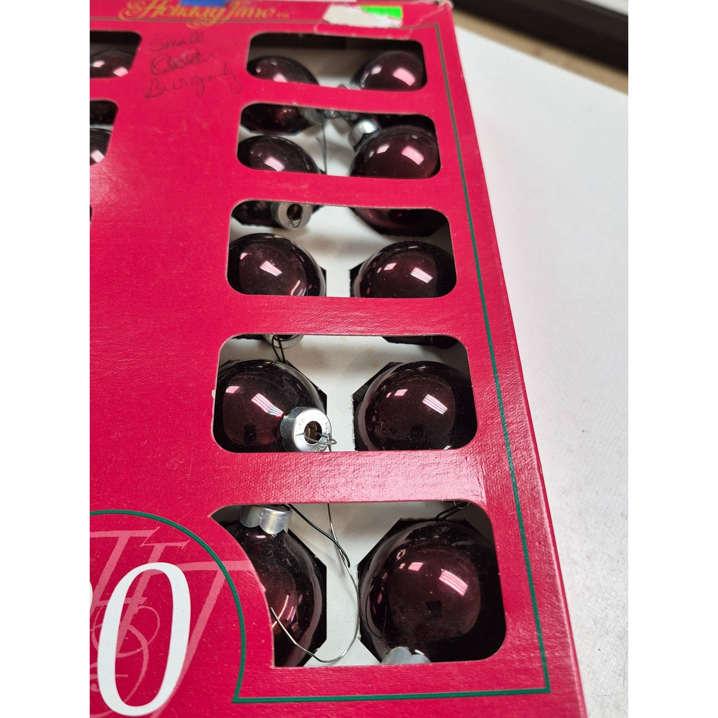 Glass Christmas Ornaments Heritage Time 20 Small Burgundy  Red