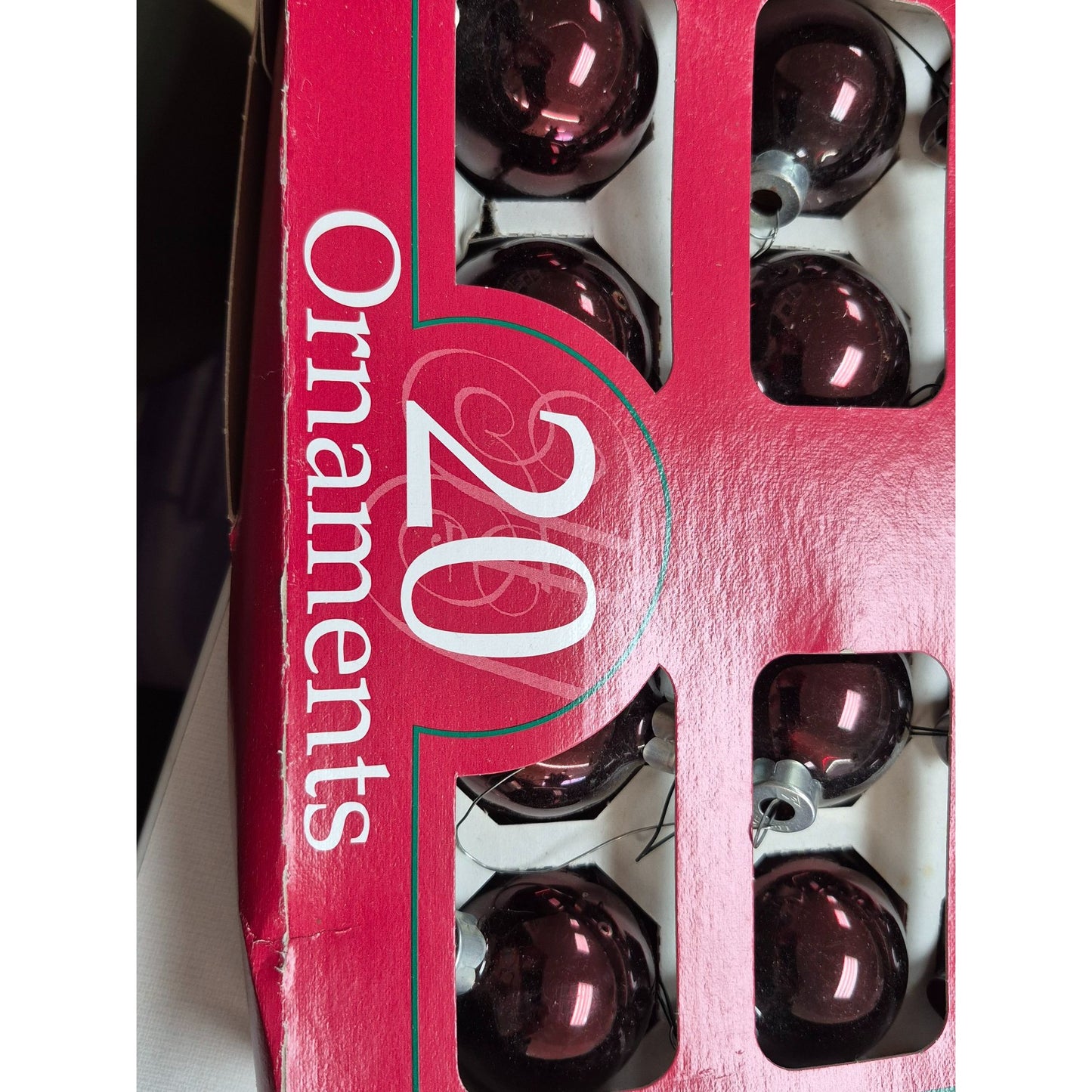 Glass Christmas Ornaments Heritage Time 20 Small Burgundy  Red