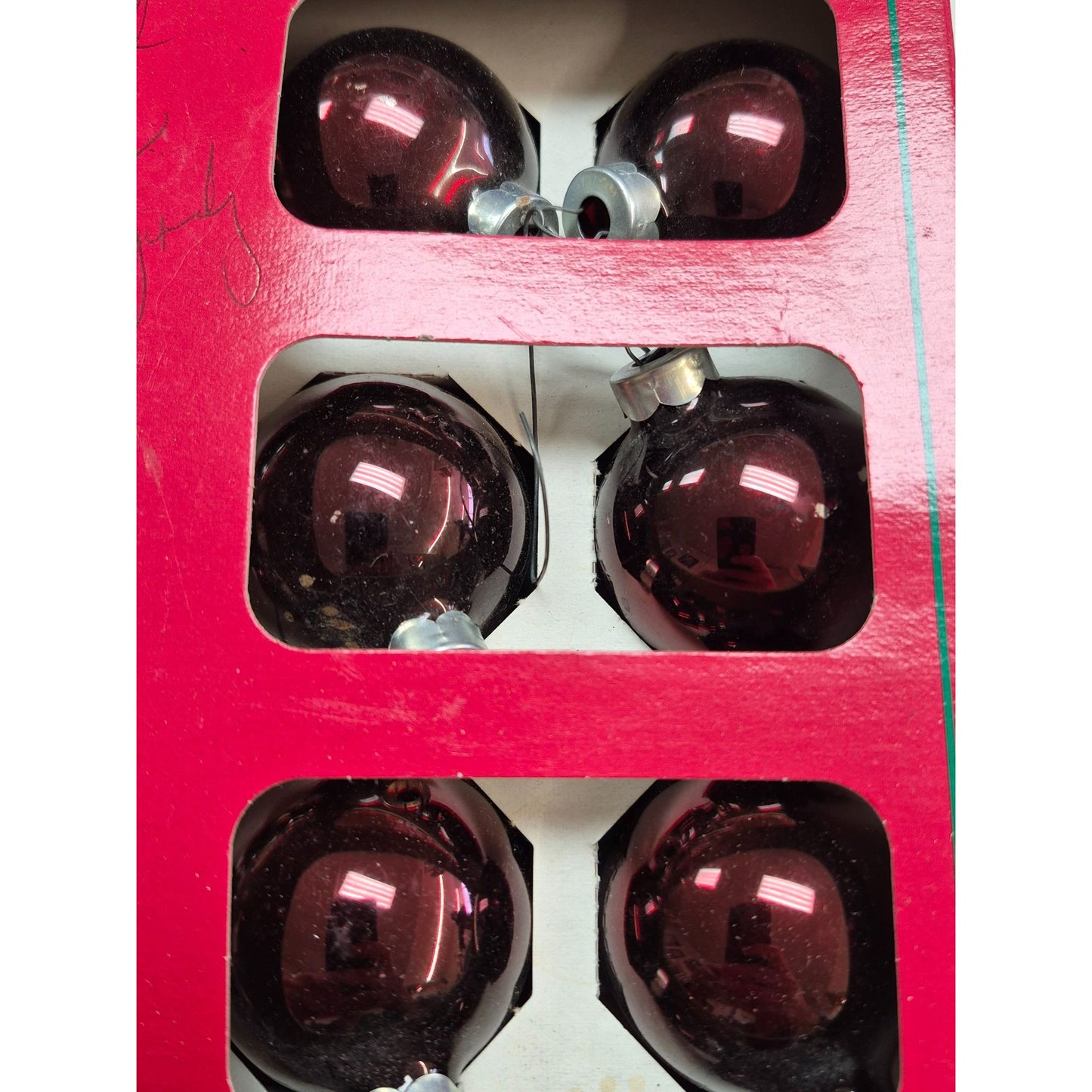 Glass Christmas Ornaments Heritage Time 20 Small Burgundy  Red