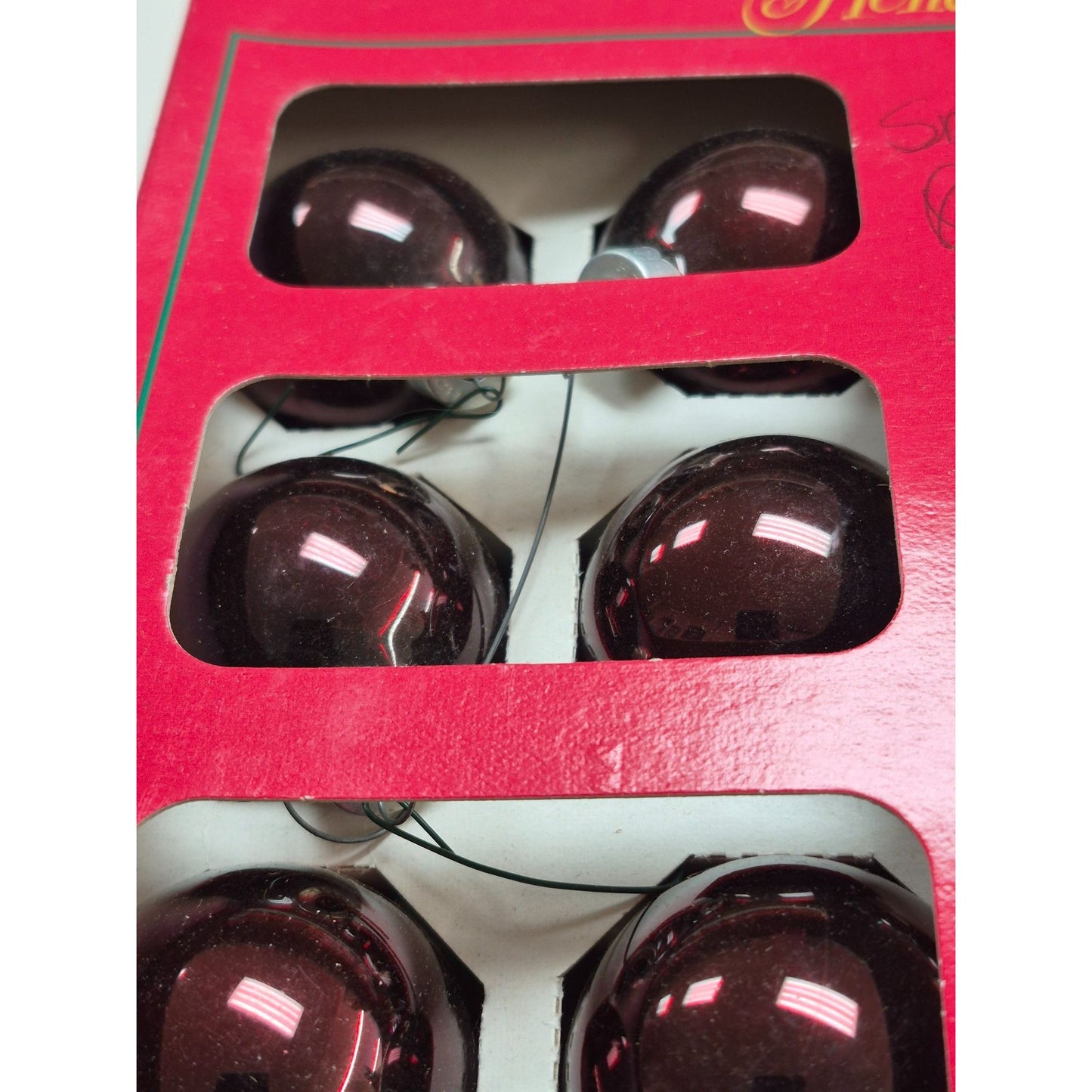 Glass Christmas Ornaments Heritage Time 20 Small Burgundy  Red