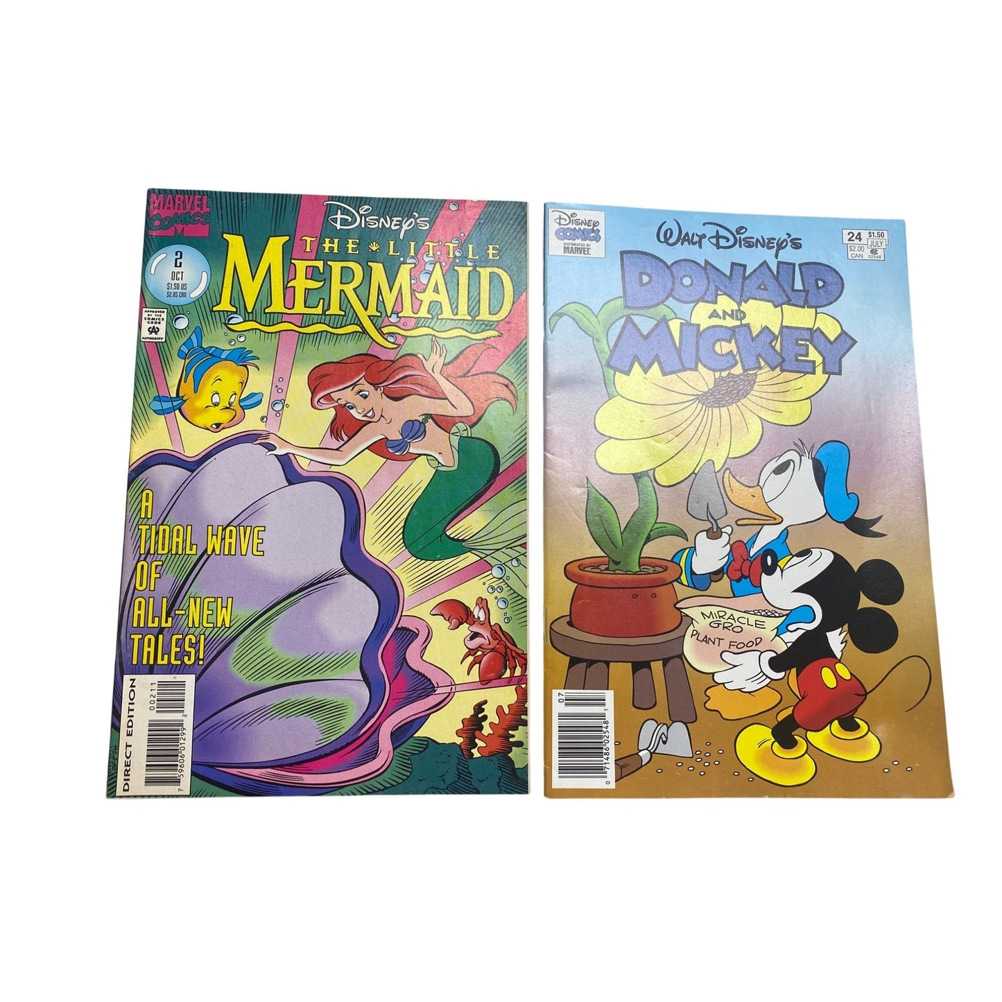 Vintage Disney The Little Mermaid & Donald Mickey Comic Books Lot Of 2