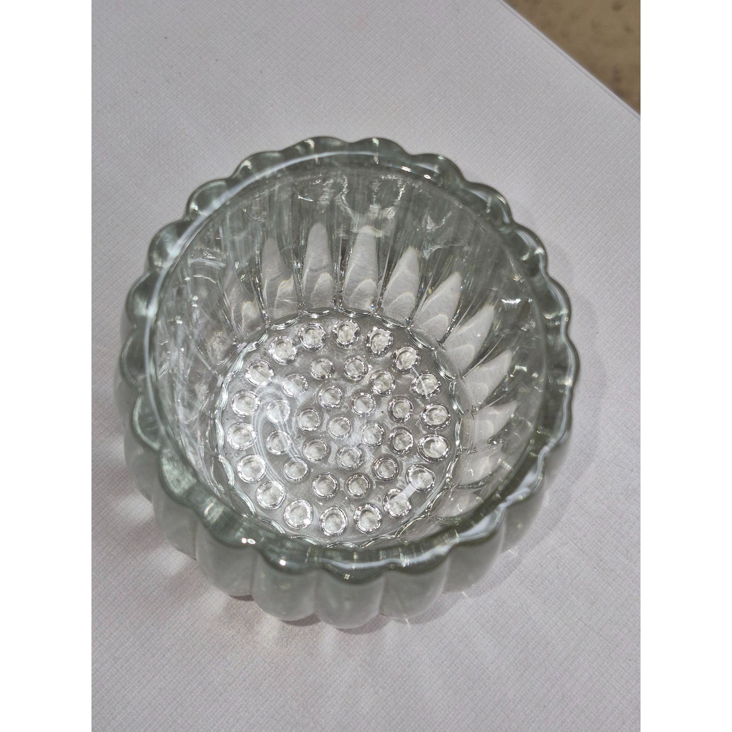 Vintage Ribbed Clear Glass Candle Holder