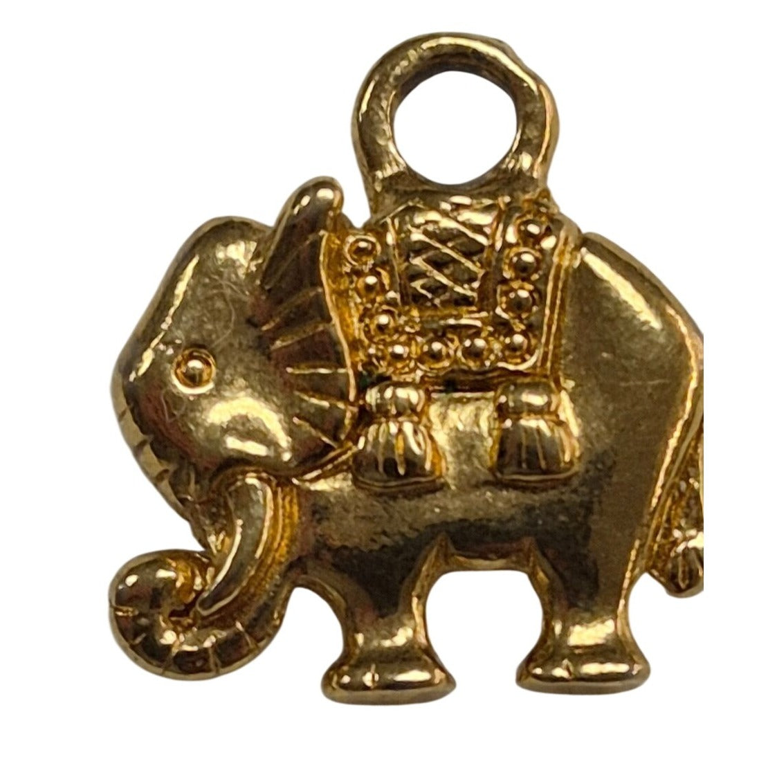 Vintage Gold Tone Elephant w/Red Enamel