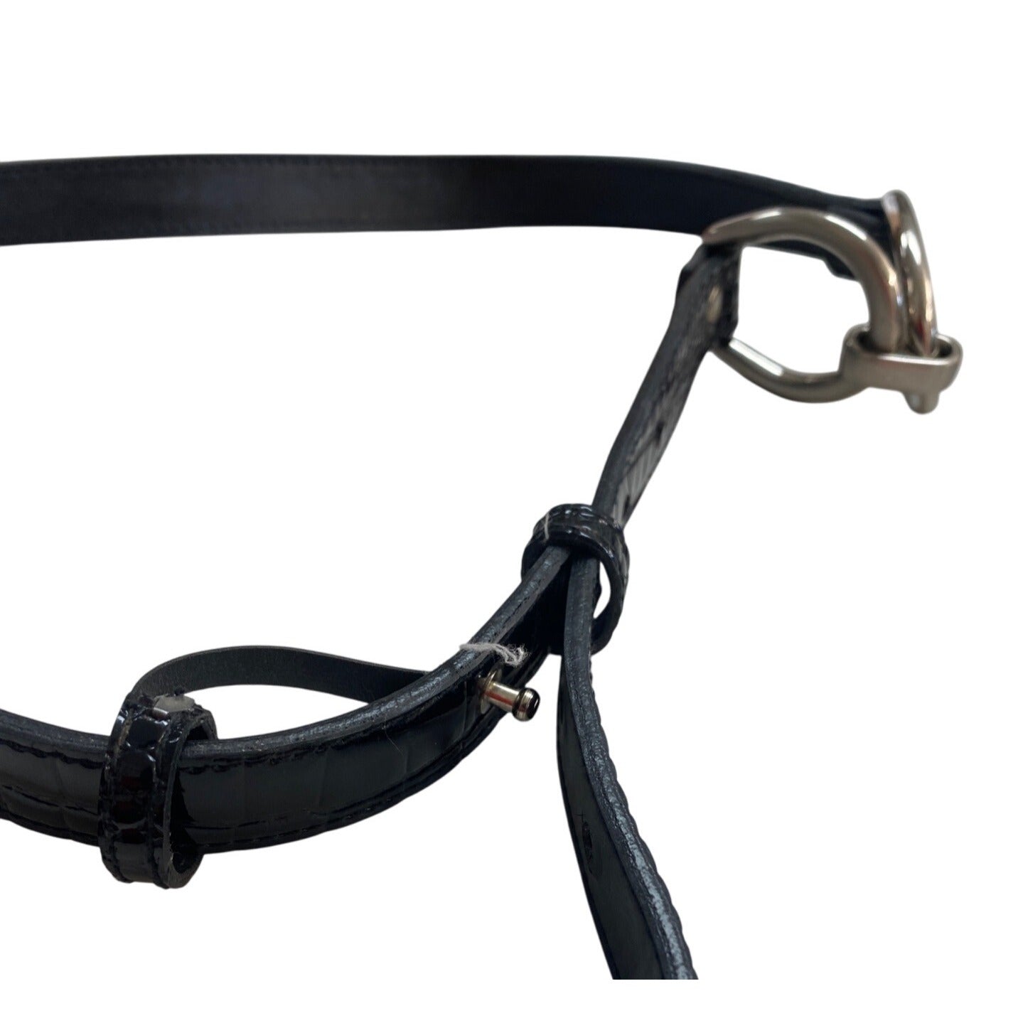 Black Faux Leather Belt With Silver Buckles