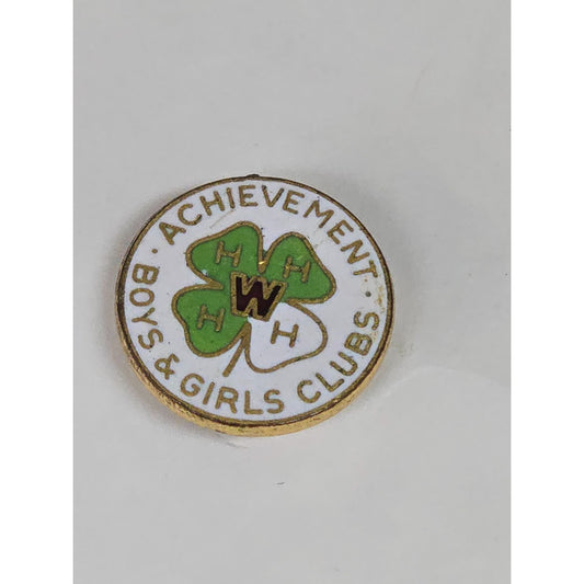 Vintage Wisconsin 4-H Boys & Girls Clubs Achievement Pin Gold Tone Cloisonné Circle Design