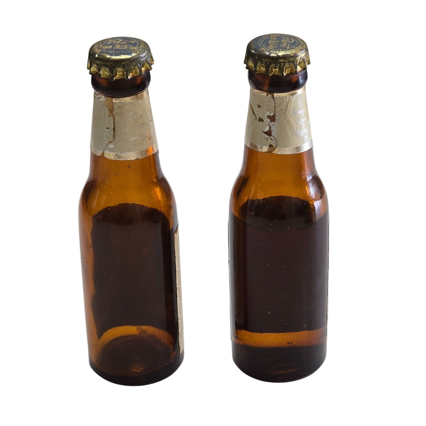 Set Of 2 Vintage Pabst Blue Ribbon Souvenir Bottles