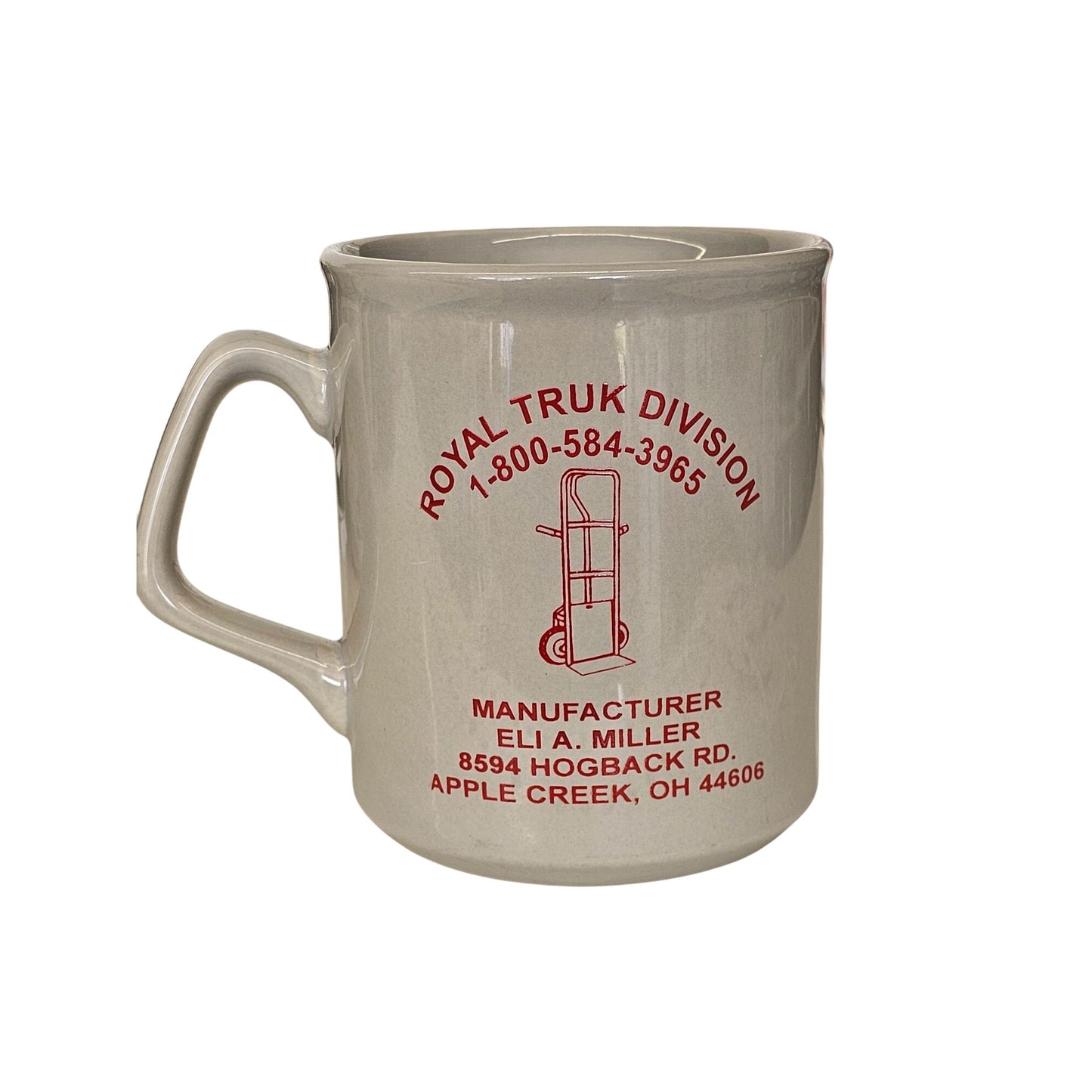 Vintage Gray Ceramic Coffee Mug Royal Truk Division 1998 Side Wheeler Carts Manufacturer Graphic