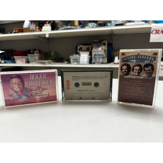 Roger Whittaker & Living Legends Cassette Tapes Set Of 3 Including Polka Fest Recorded Music