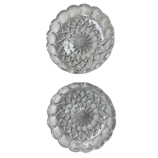 Pair Of Vintage Crystal Cut Glass Round Dishes