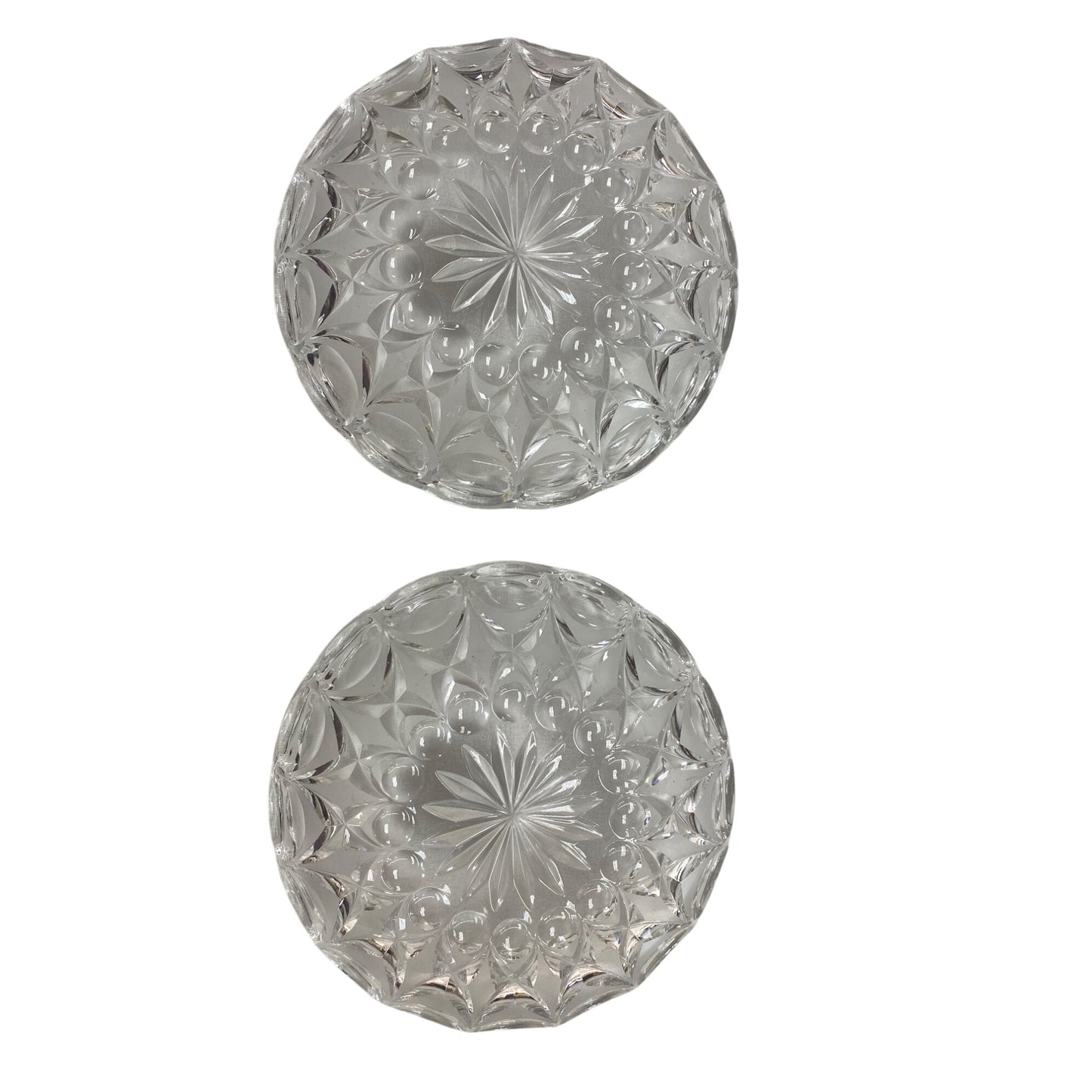 Pair Of Vintage Crystal Cut Glass Round Dishes