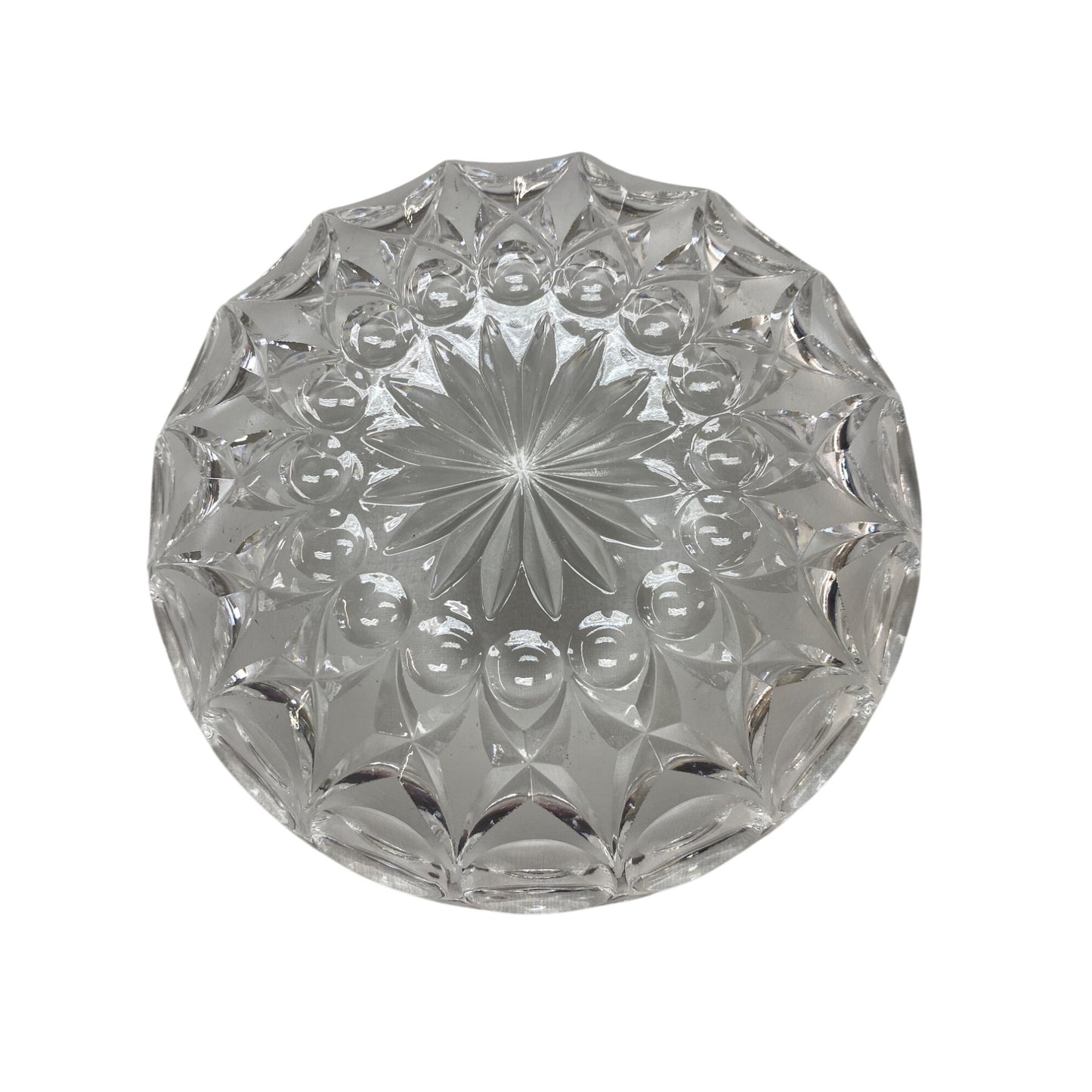 Pair Of Vintage Crystal Cut Glass Round Dishes