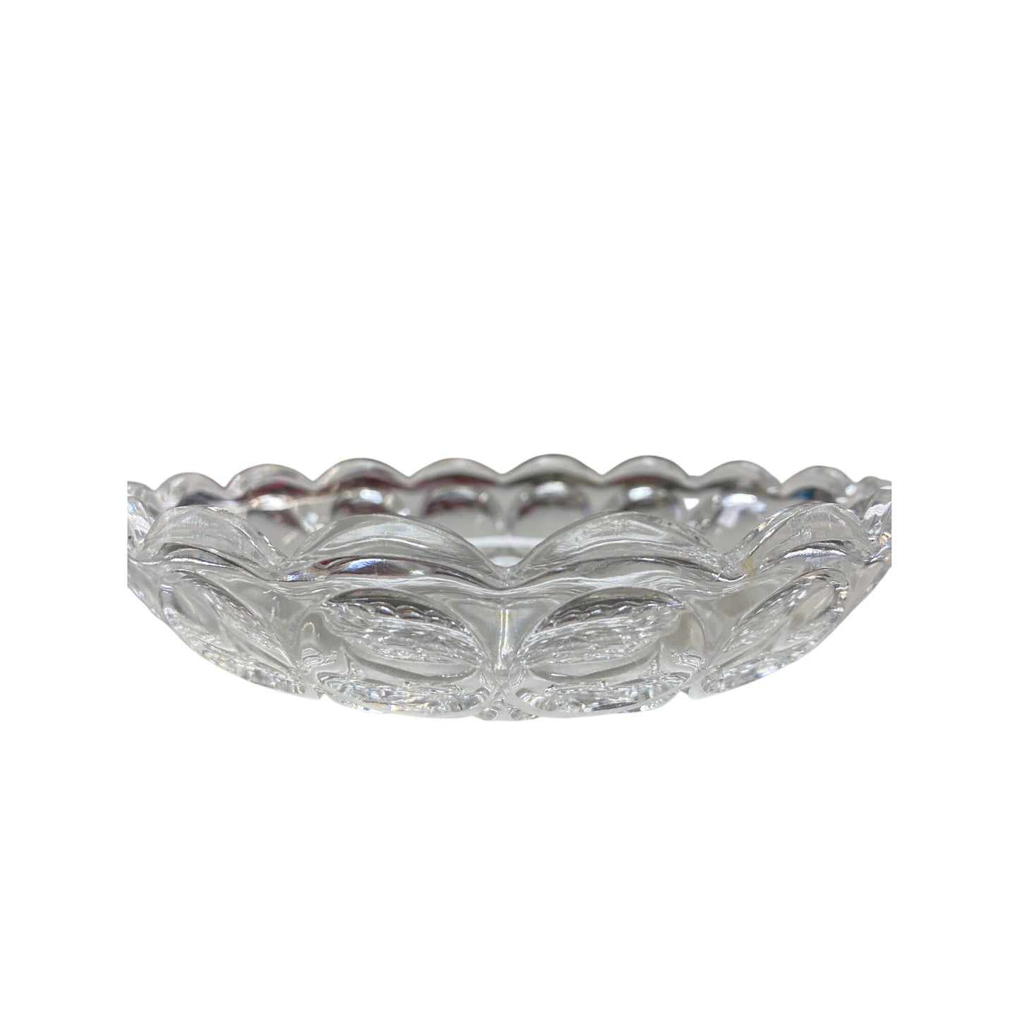 Pair Of Vintage Crystal Cut Glass Round Dishes