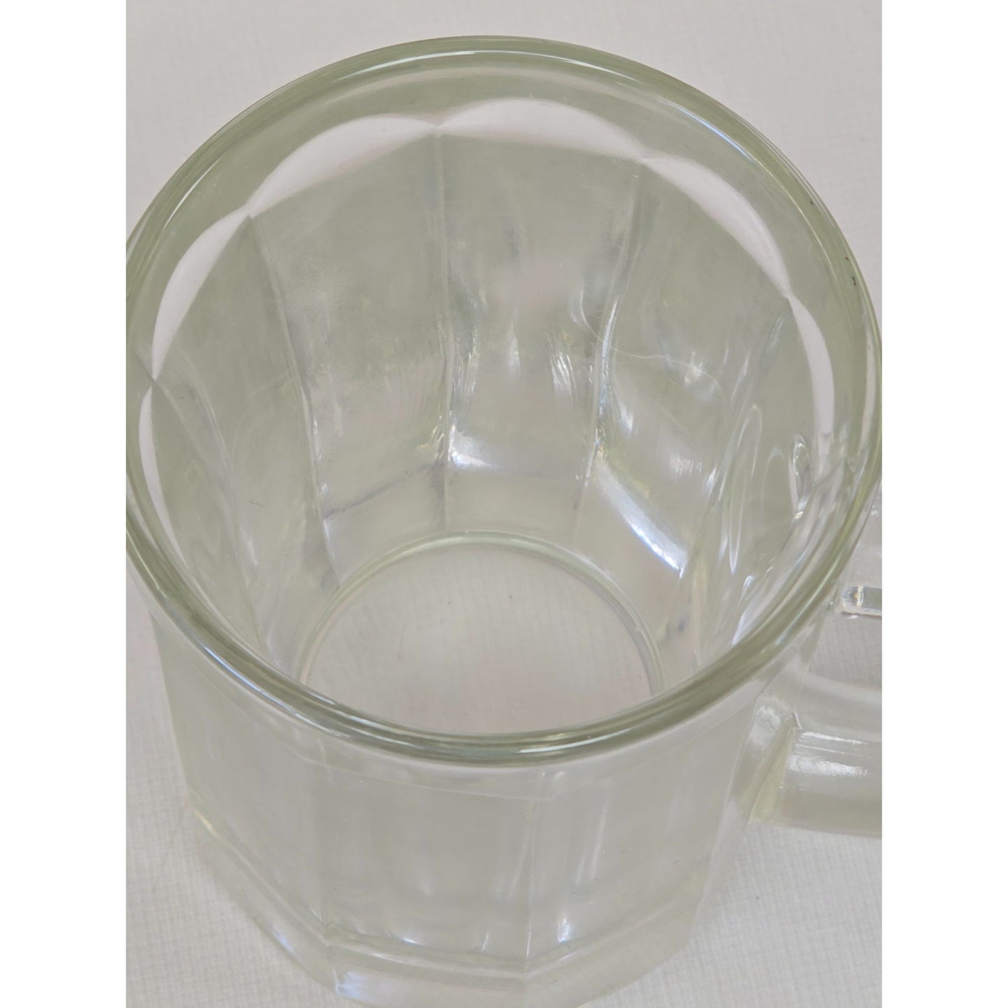 Vintage Clear Ribbed Glass Beer Mug Rounded Handle