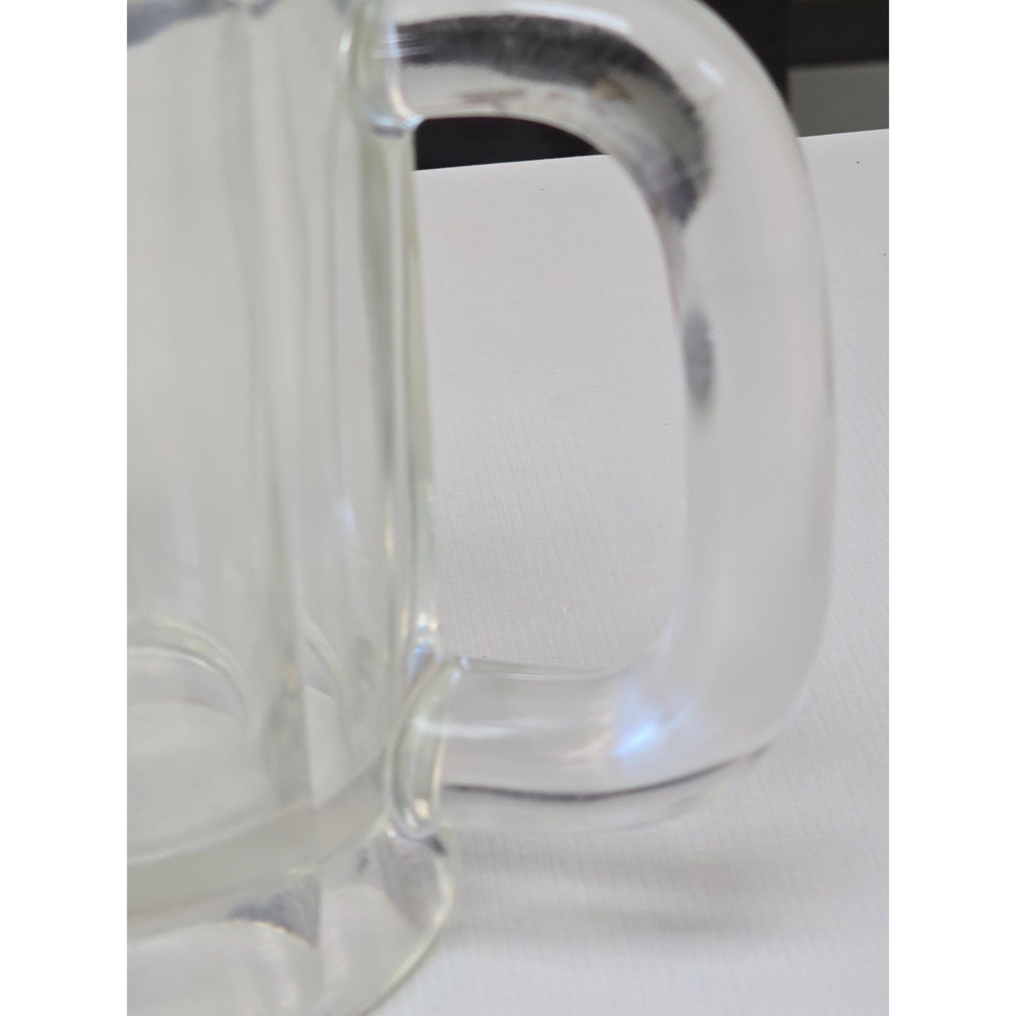 Vintage Clear Ribbed Glass Beer Mug Rounded Handle