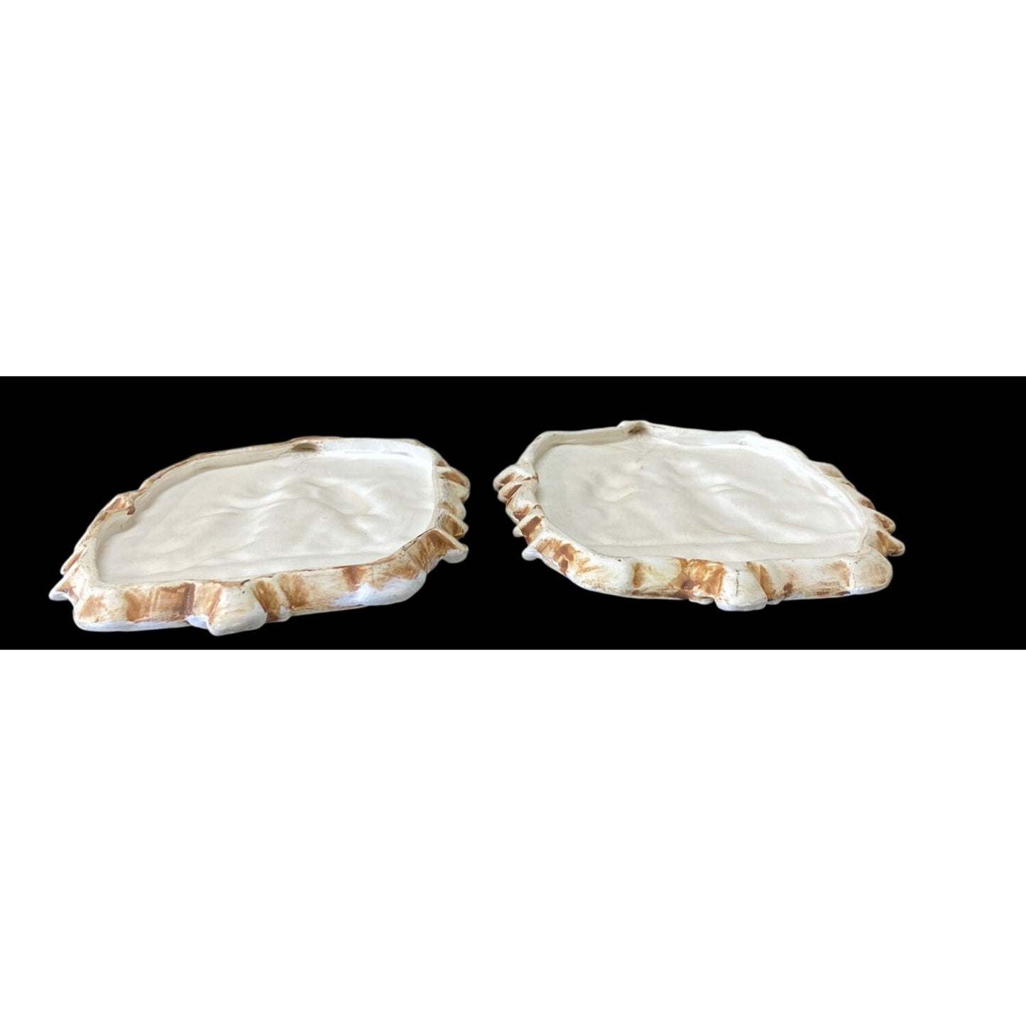 Romantic Bisque Ceramic Relief Plaques – Classical Pair with Cherub-Inspired Ornamentation