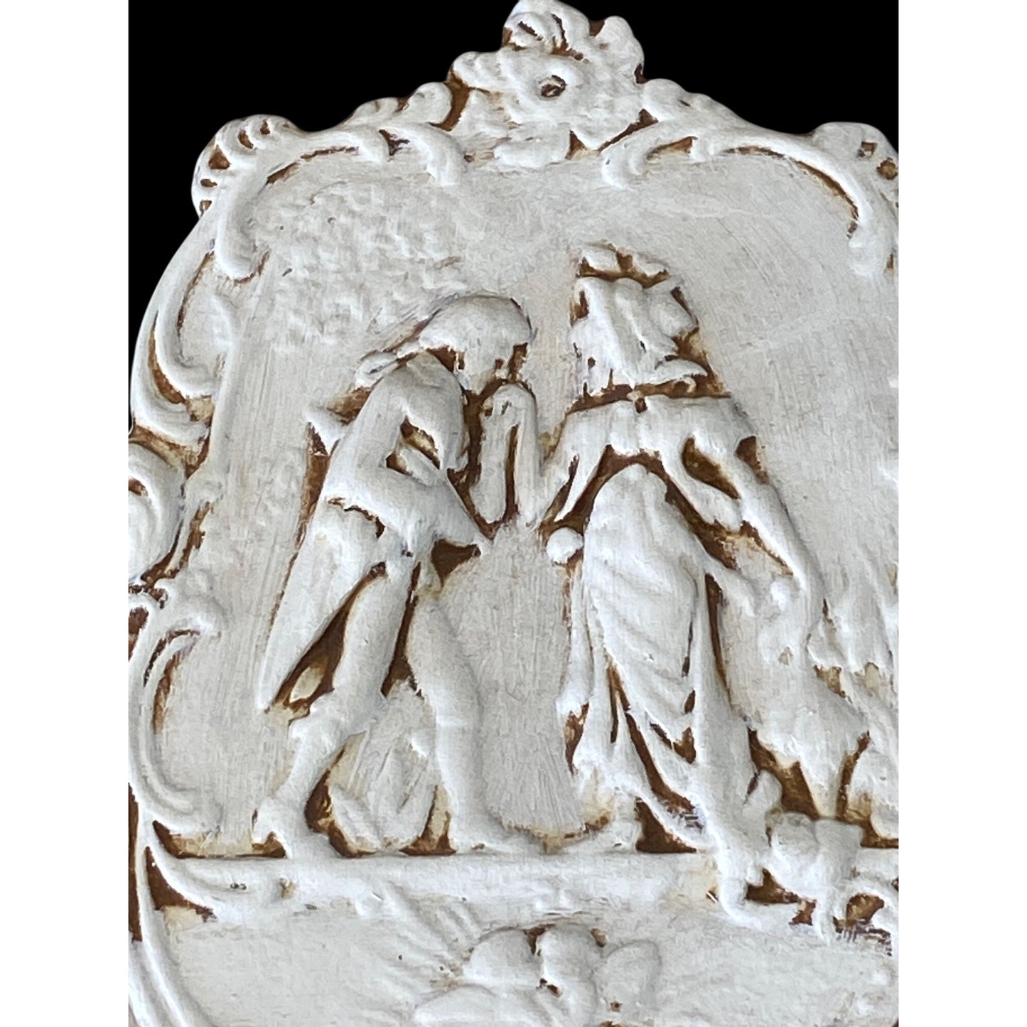 Romantic Bisque Ceramic Relief Plaques – Classical Pair with Cherub-Inspired Ornamentation