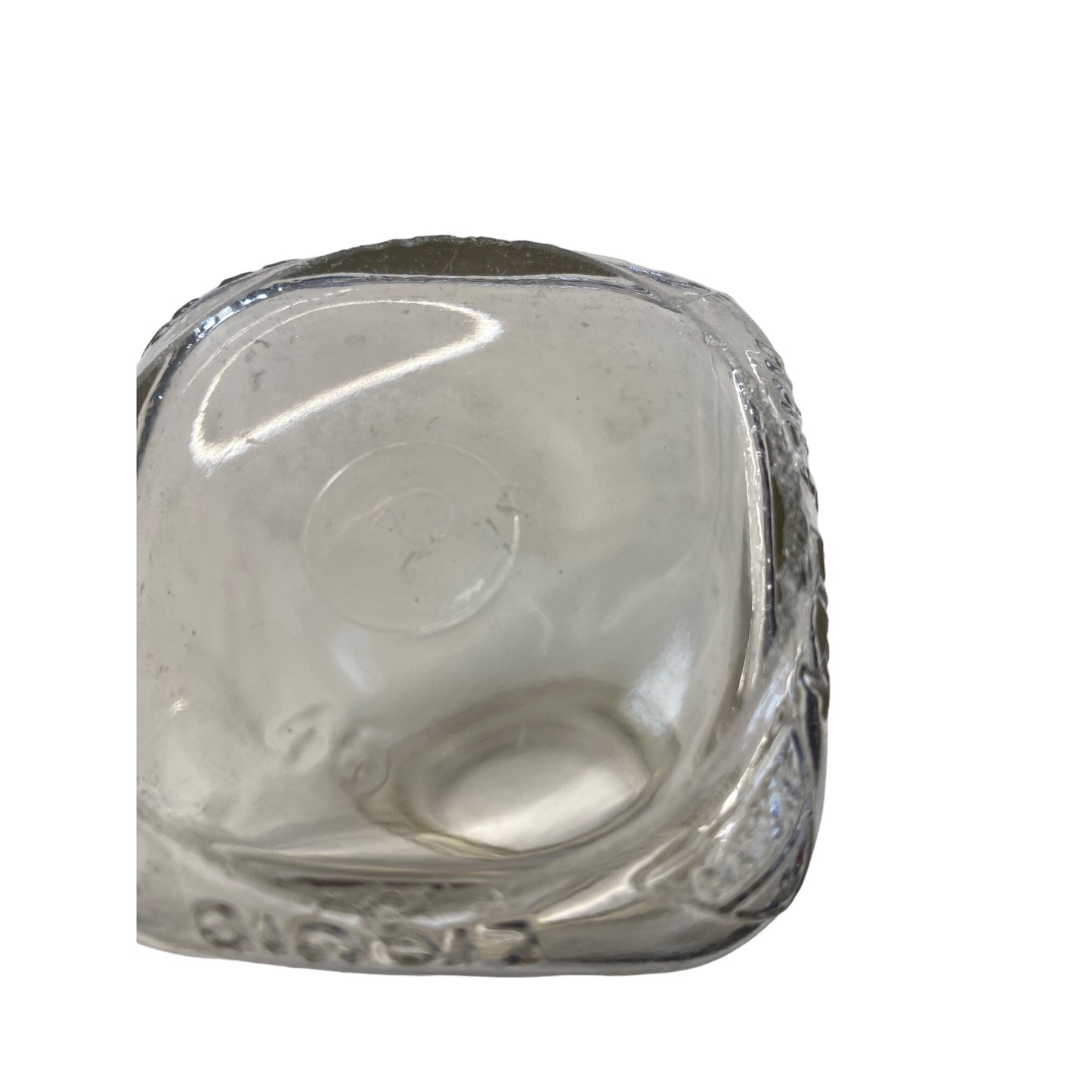 Vintage Clear Glass Milk Bottles Set Of 2 With Embossed Base & Unique Shape