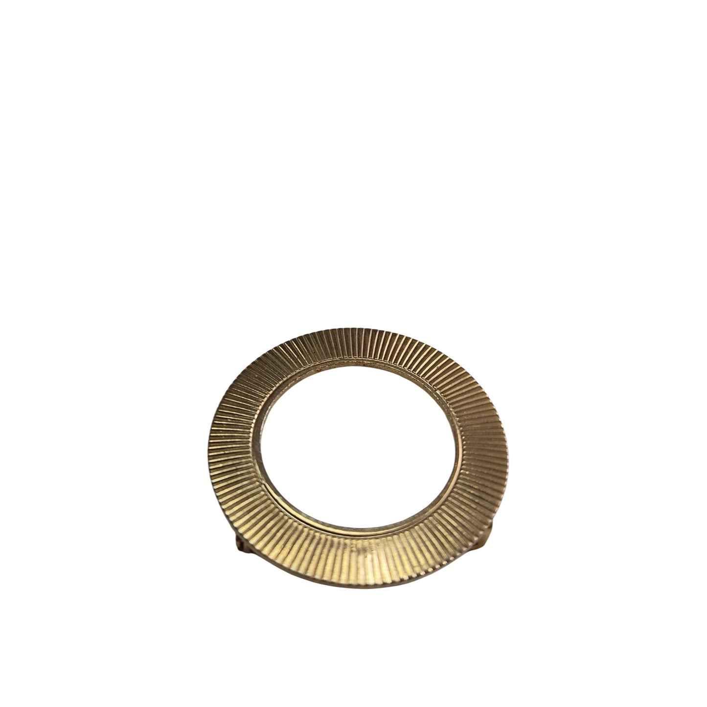 Vintage Gold-Tone Circle Brooch Ribbed Texture Pin