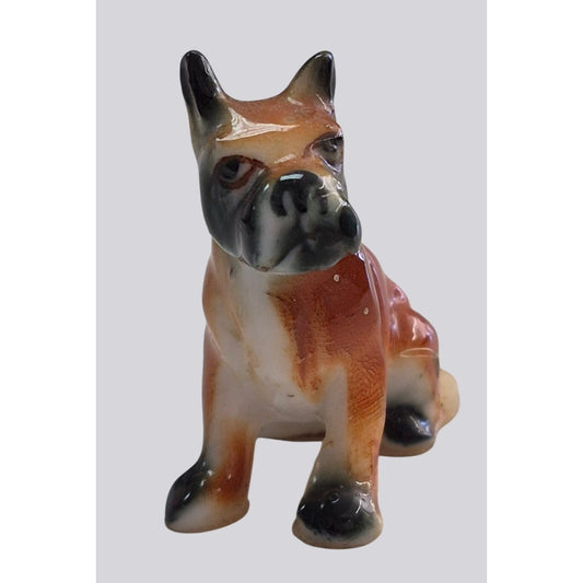 Vintage Hand-Painted Ceramic Boxer Dog