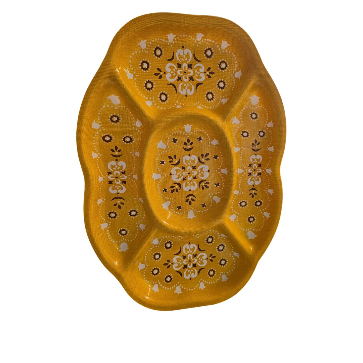 Vintage Yellow Floral Divided Serving Platter