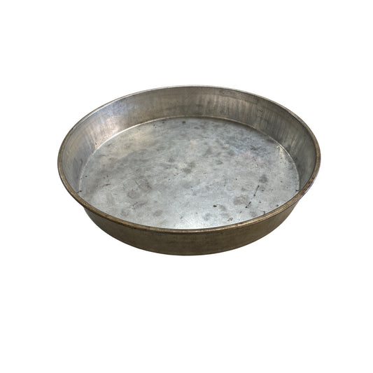 Vintage Round Galvanized Metal Pan Tray