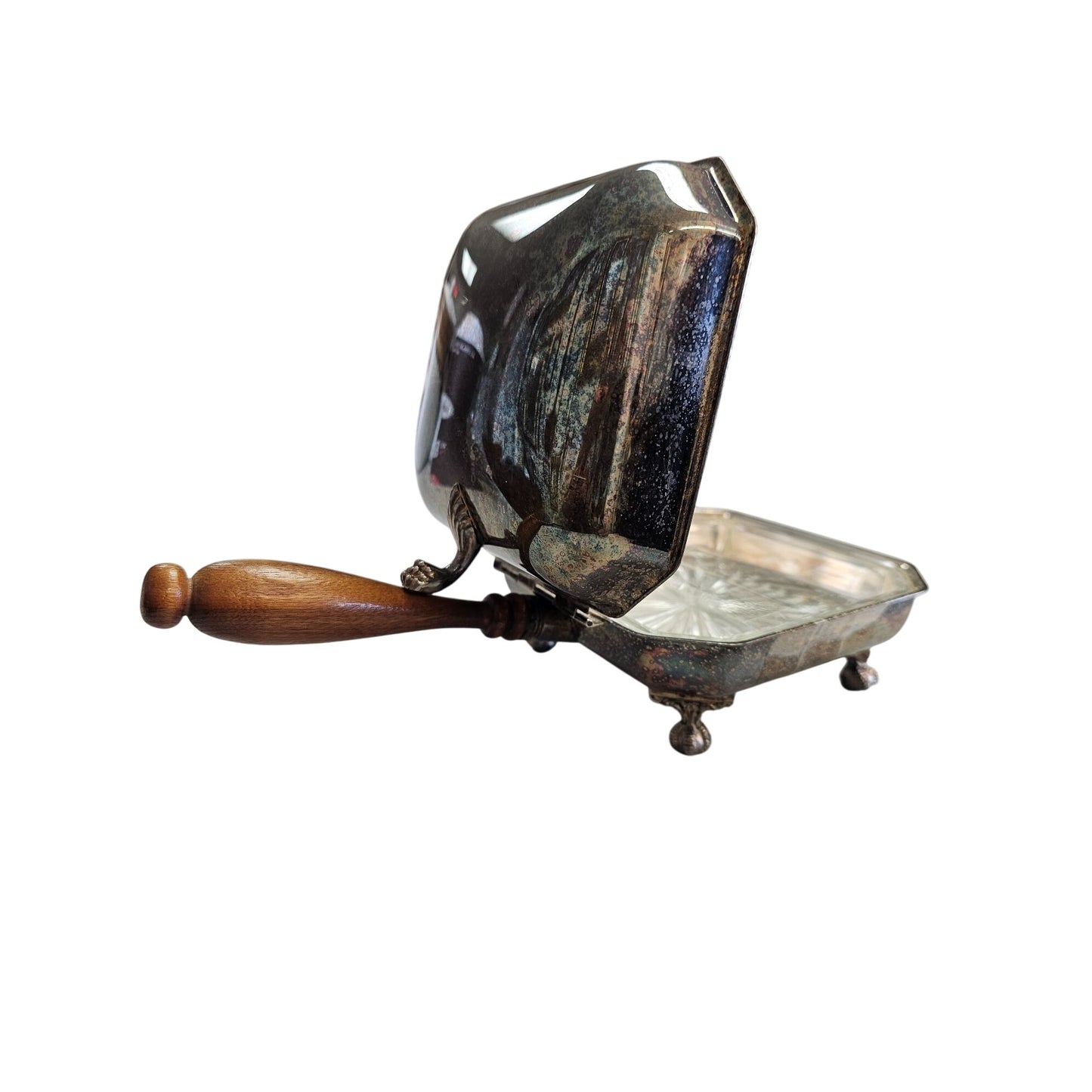 Silver-Plated Footed Dish Silent Butler