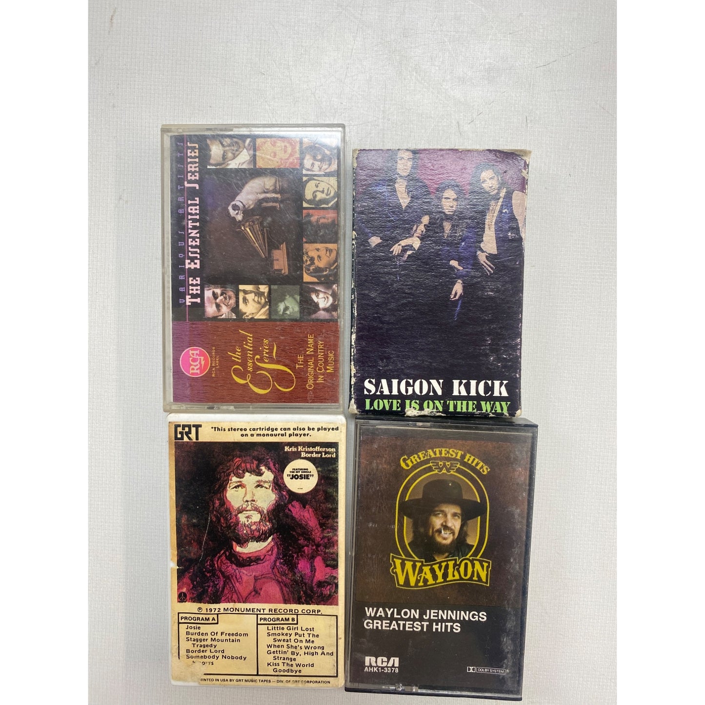 Vintage Cassette Tape Collection: The Essential Series Saigon Kick Love Is On The Way Waylon Jennings Greatest Hits Kristofferson Border Lord