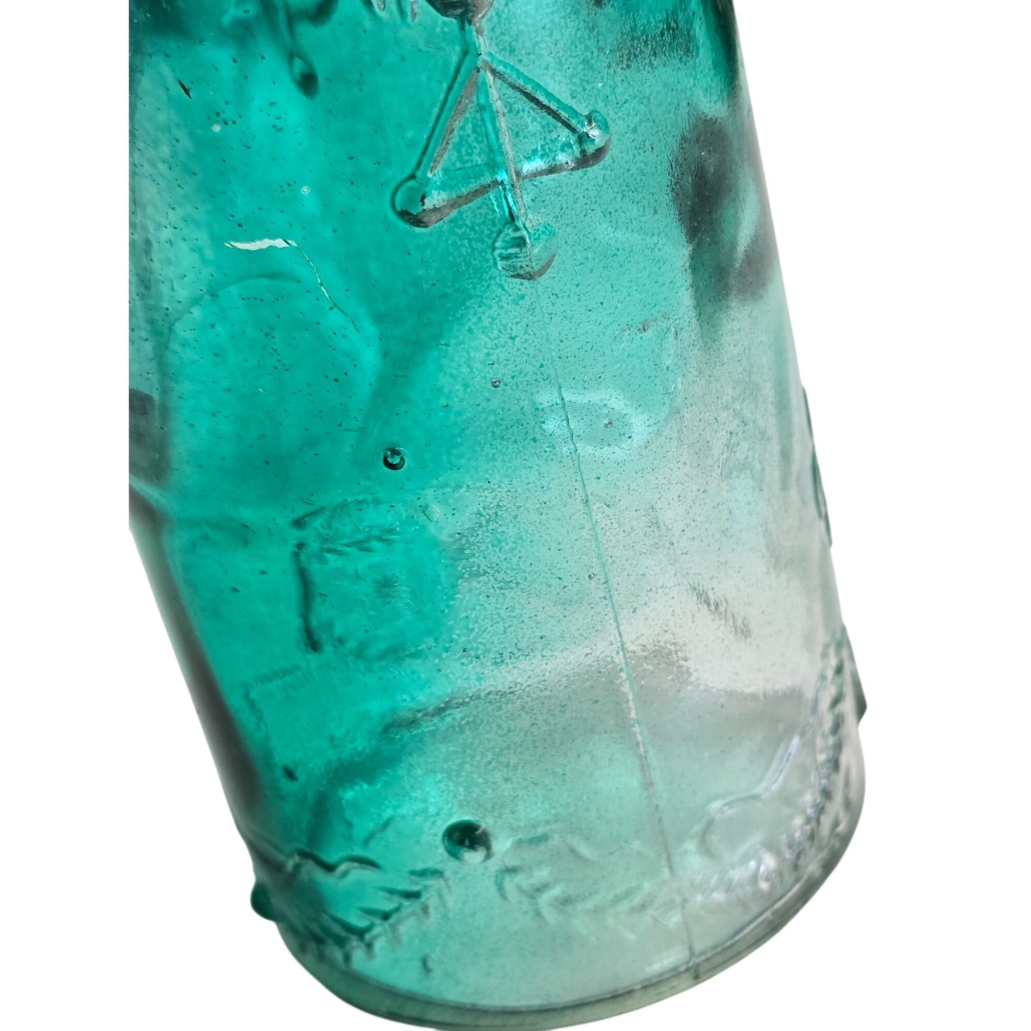 Embossed Glass Bottle Green 9"