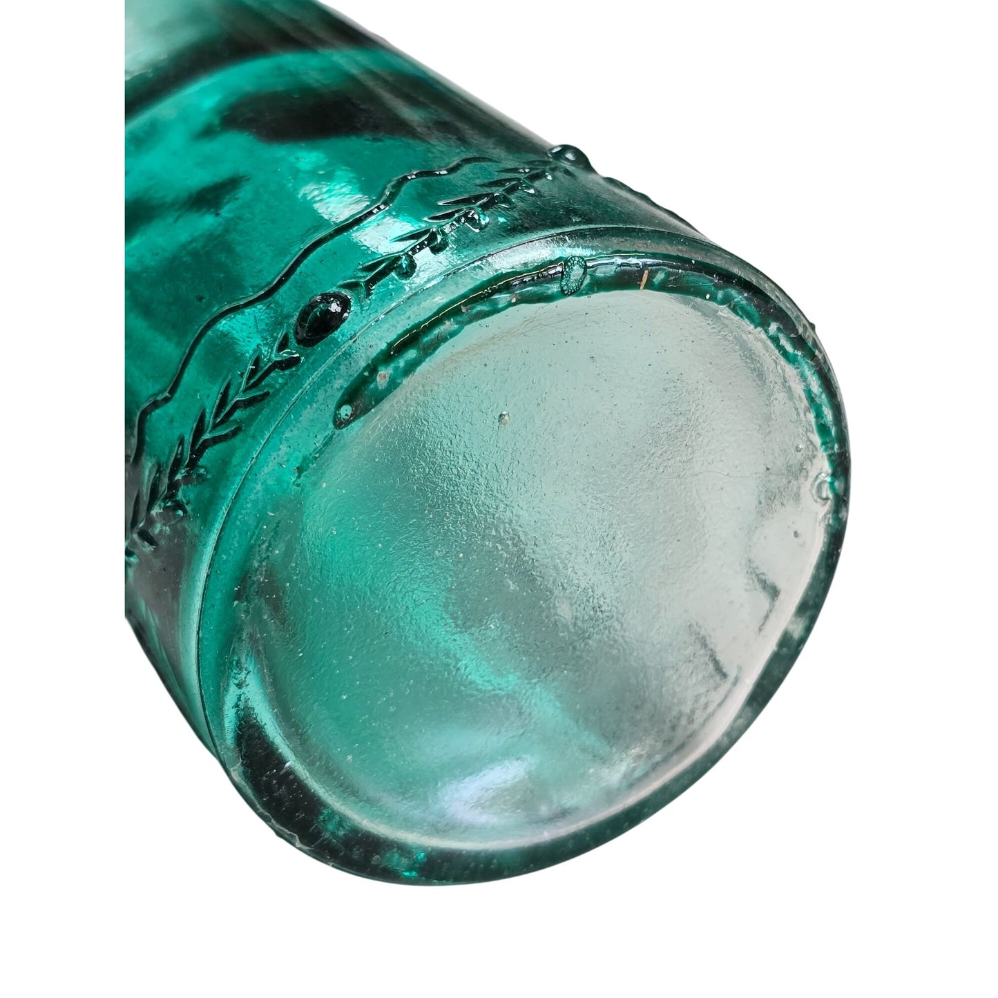 Embossed Glass Bottle Green 9"